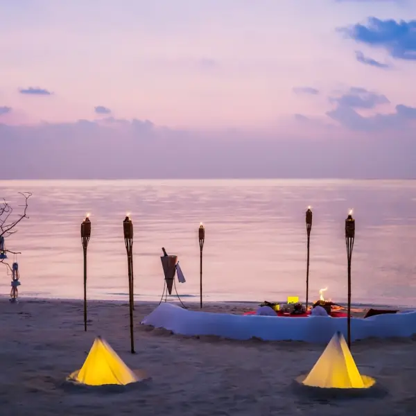 Beach Dinner Setup at Anantara Veli Maldives