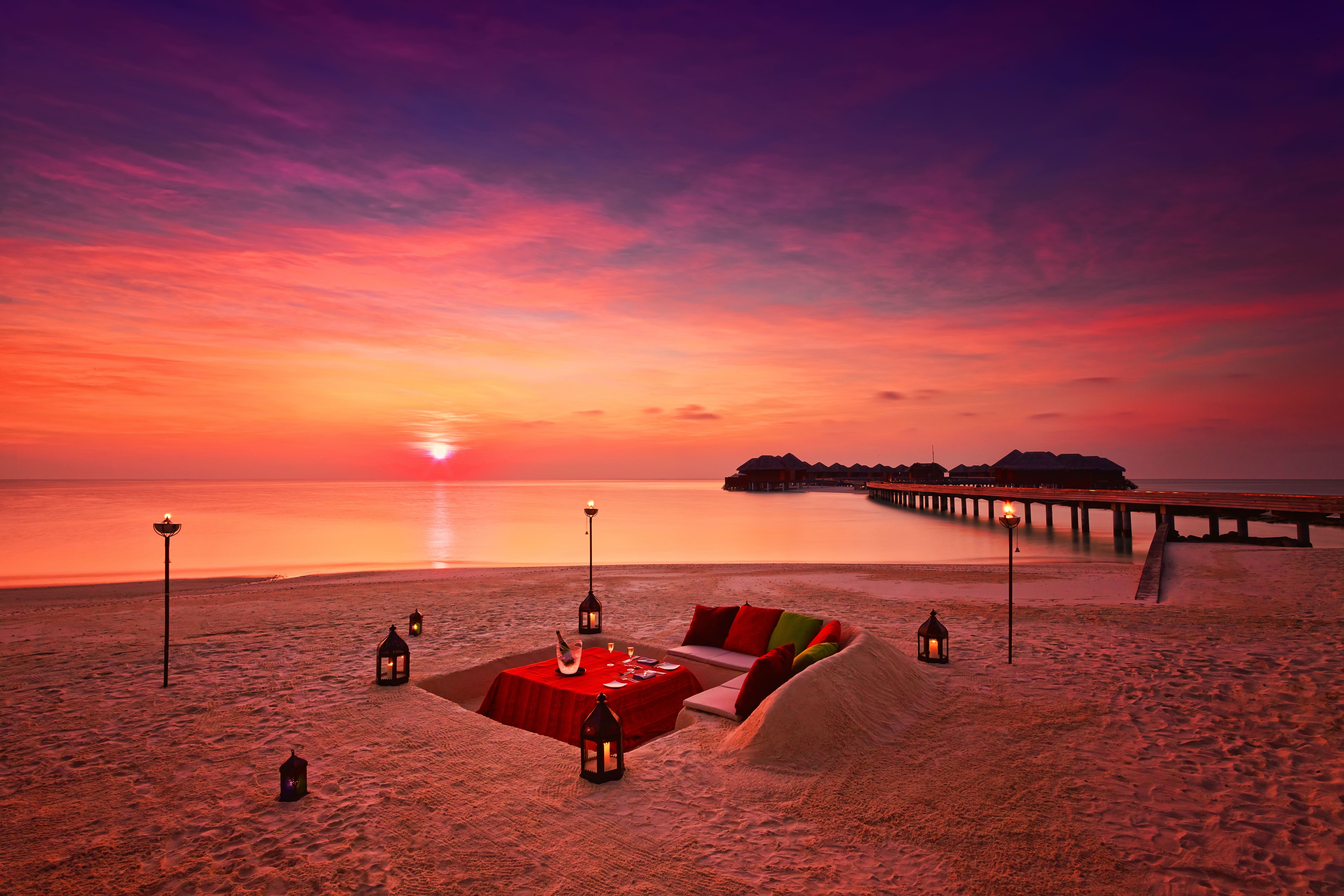 Beach Dinner Setup at Huvafen Fushi Maldives