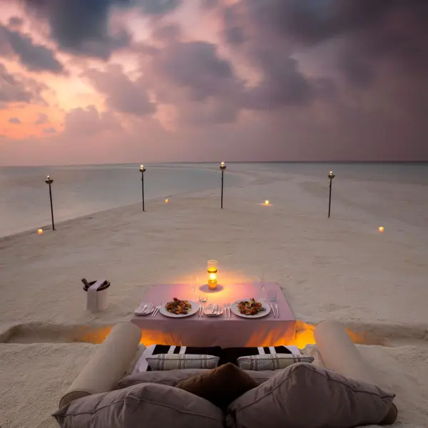 Beach Dinner Setup at Sandbank - Milaidhoo Maldives