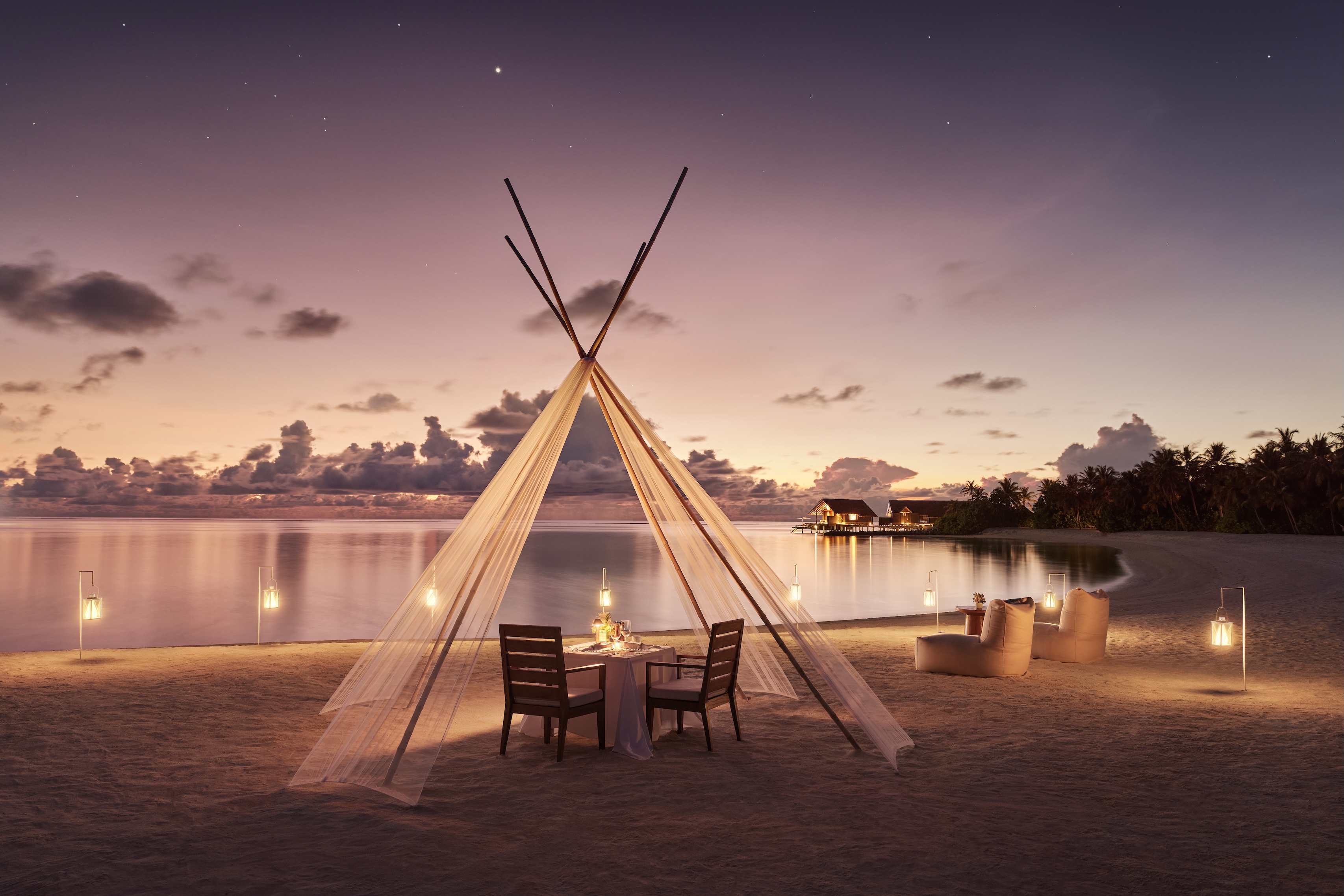 Beach Dinner Setup at One & Only Reethi Rah Maldives