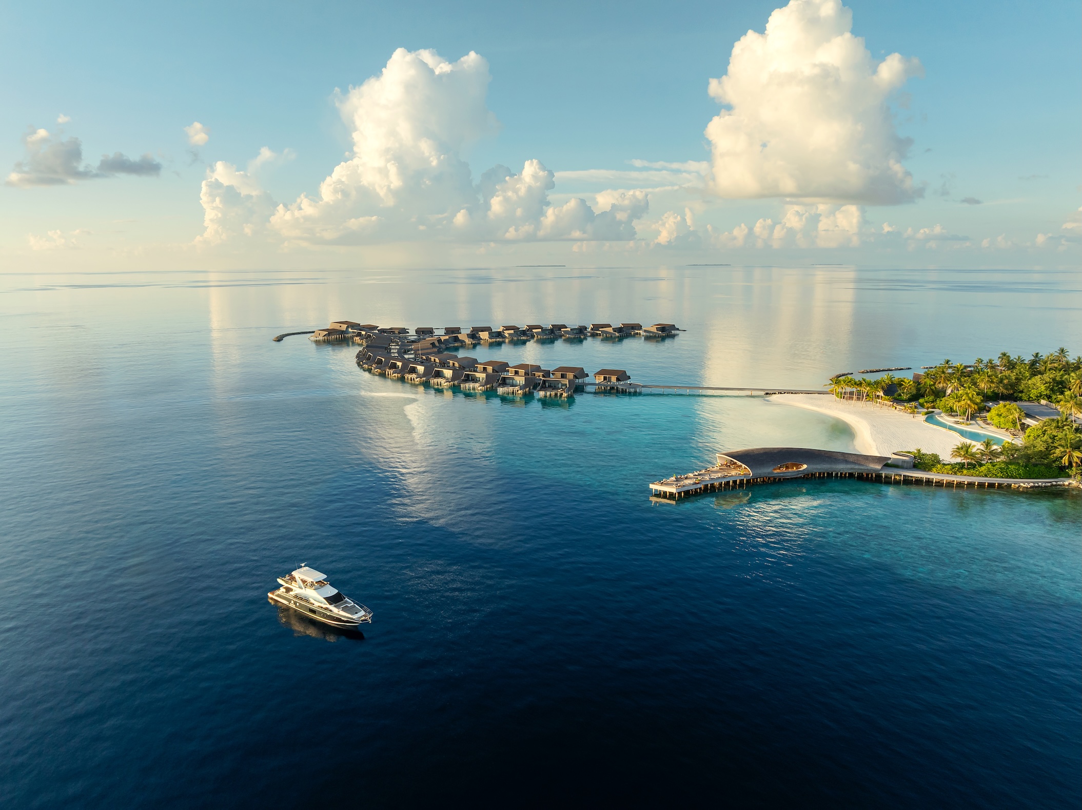 The St. Regis Maldives Vommuli - Aerial View with Norma Yacht