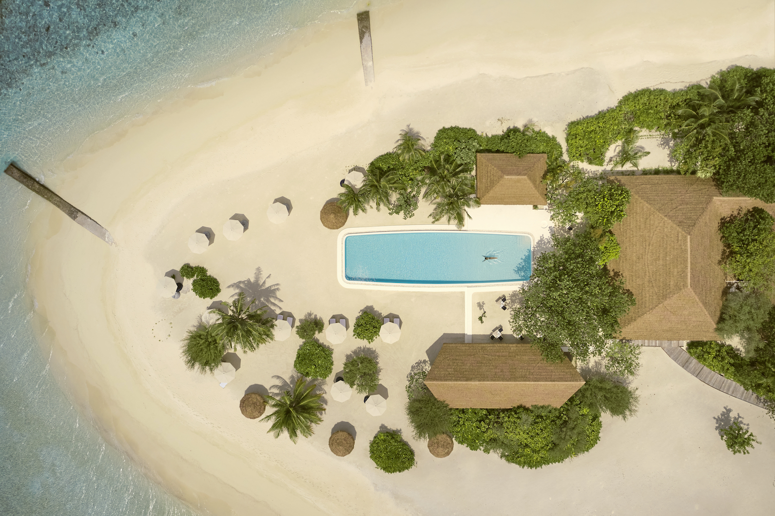 COMO Cocoa Island Aerial Poolside