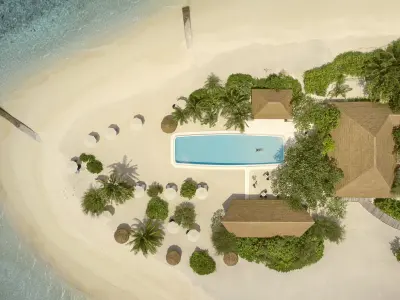 COMO Cocoa Island Aerial Poolside