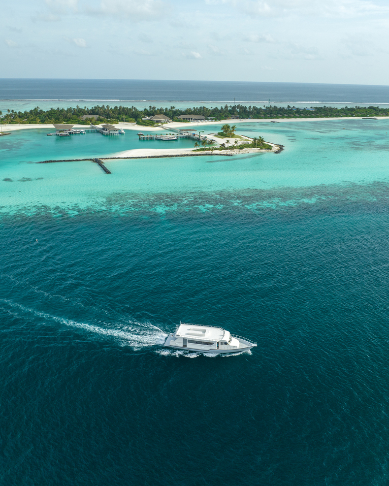 Sunset Dolphin Cruise Aerial - Le Méridien Maldives Resort & Spa