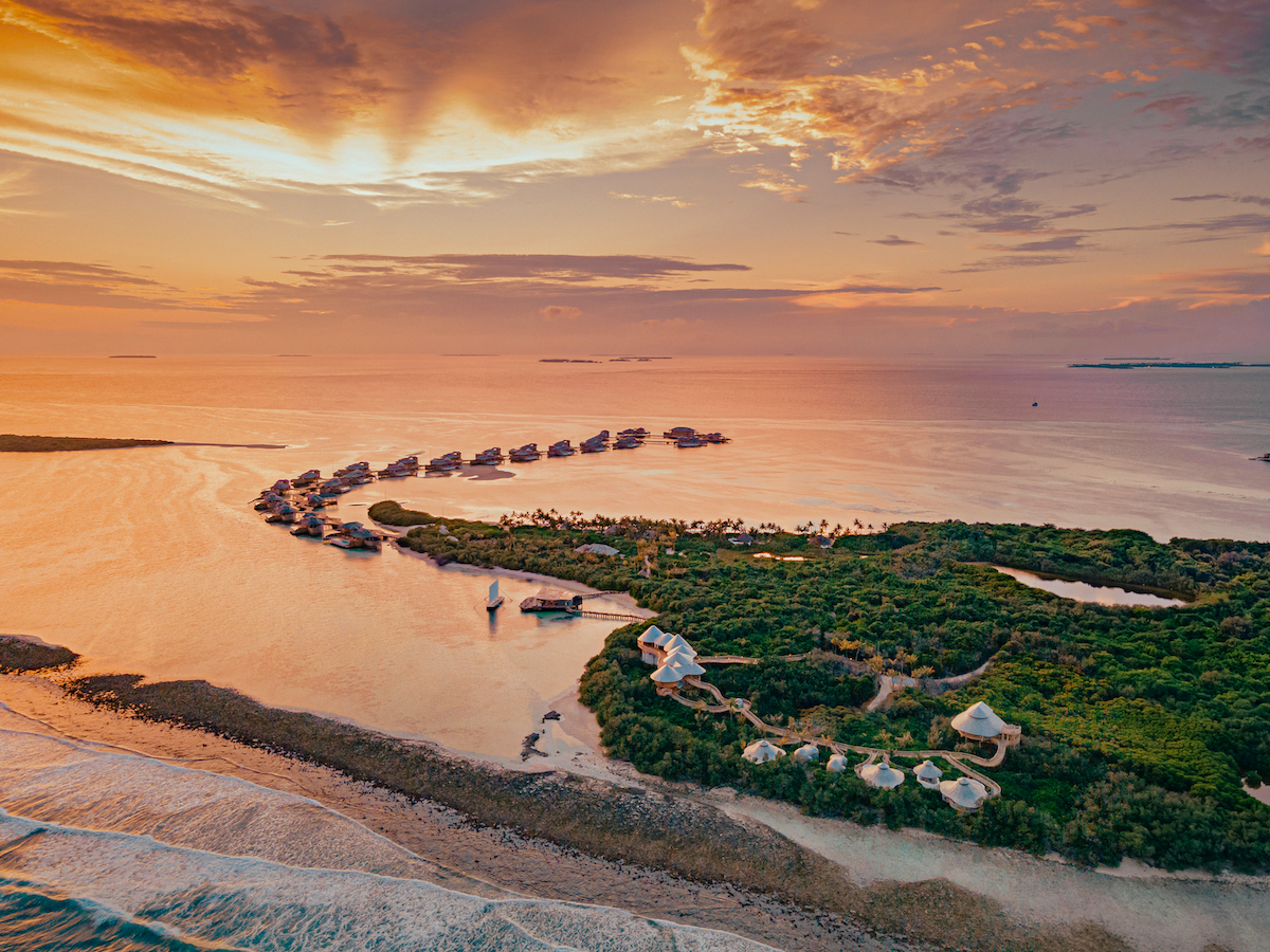 Soneva Jani - Aerial Sunset
