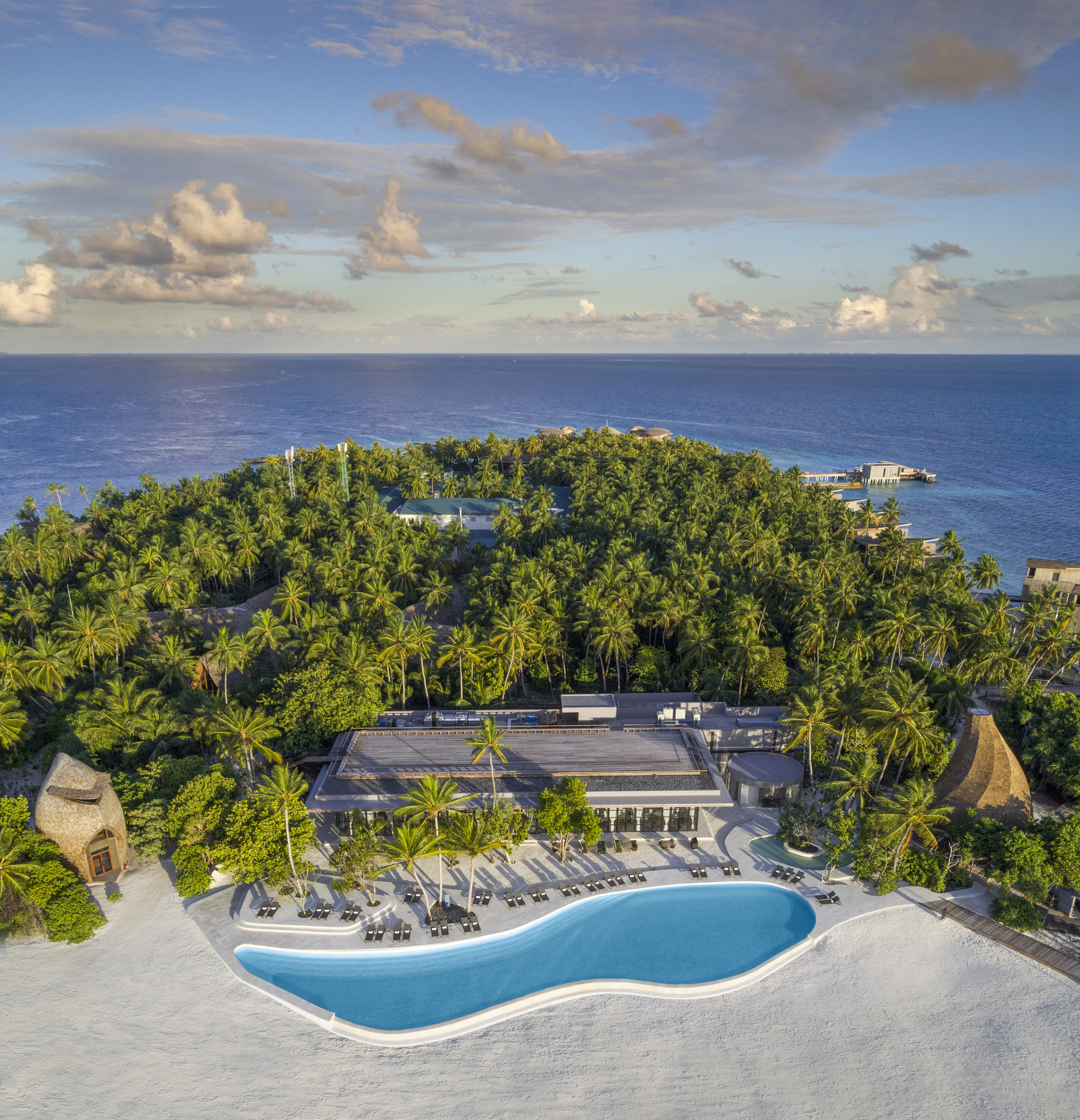 St. Regis Maldives Vommuli Alba Restaurant and Pool Aerial
