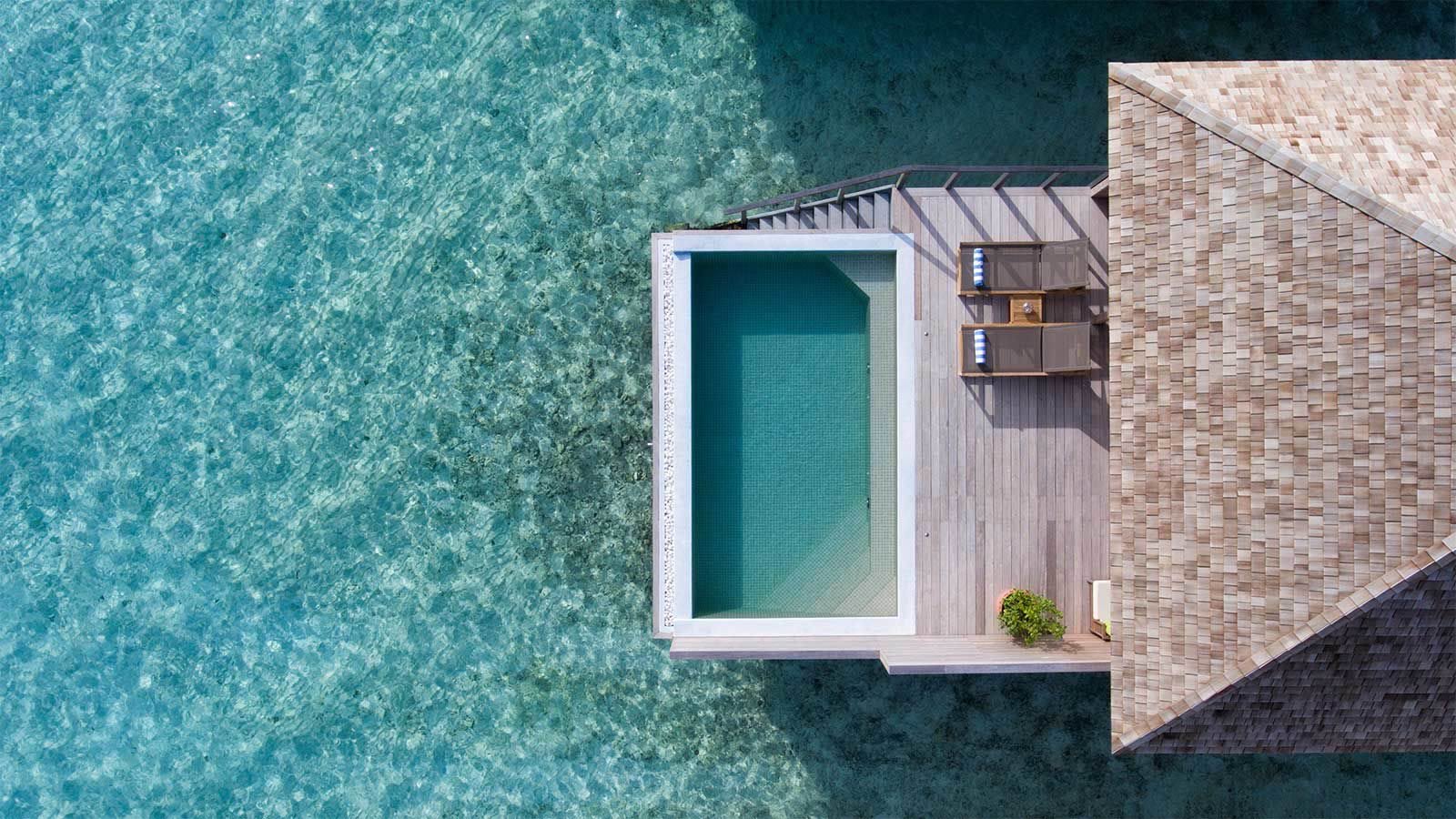 Ocean Pool Villa Aerial Hurawalhi Island Resort