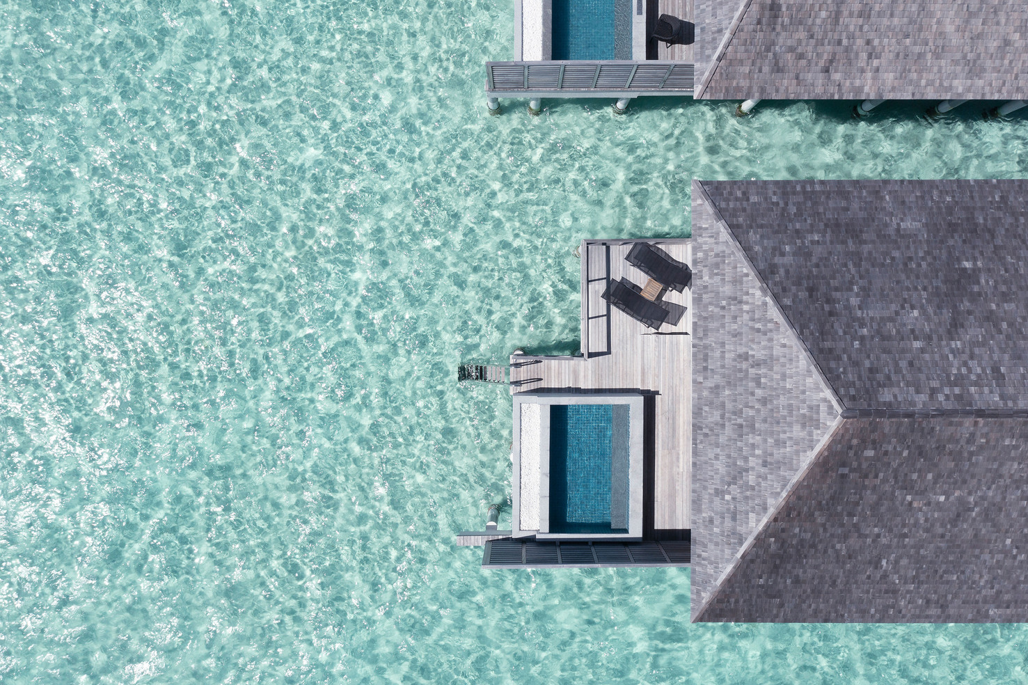 Overwater Villa with Pool - Aerial - Le Méridien Maldives Resort & Spa