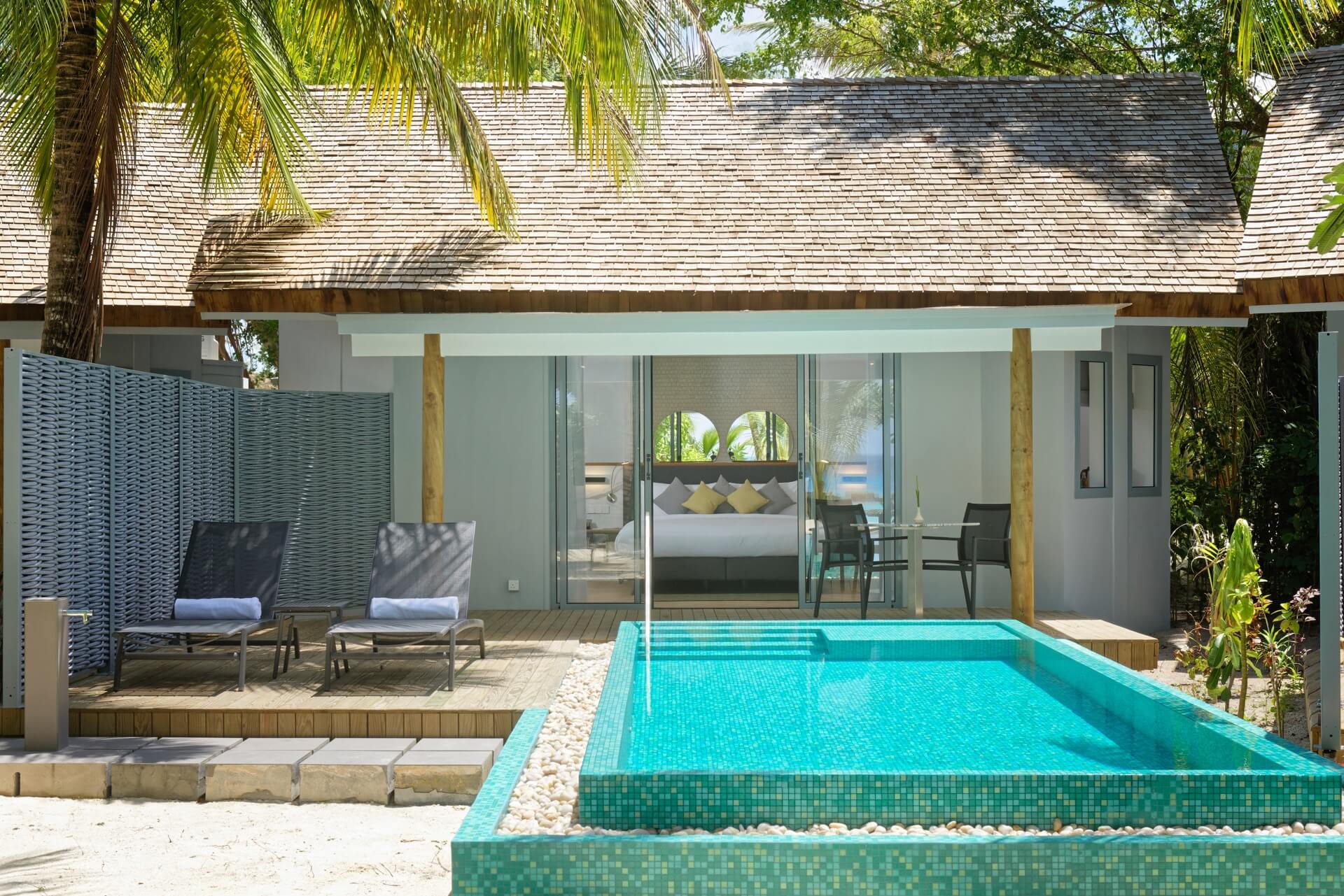 Beach Pool Villa Outdoor Outrigger Maldives Maafushivaru