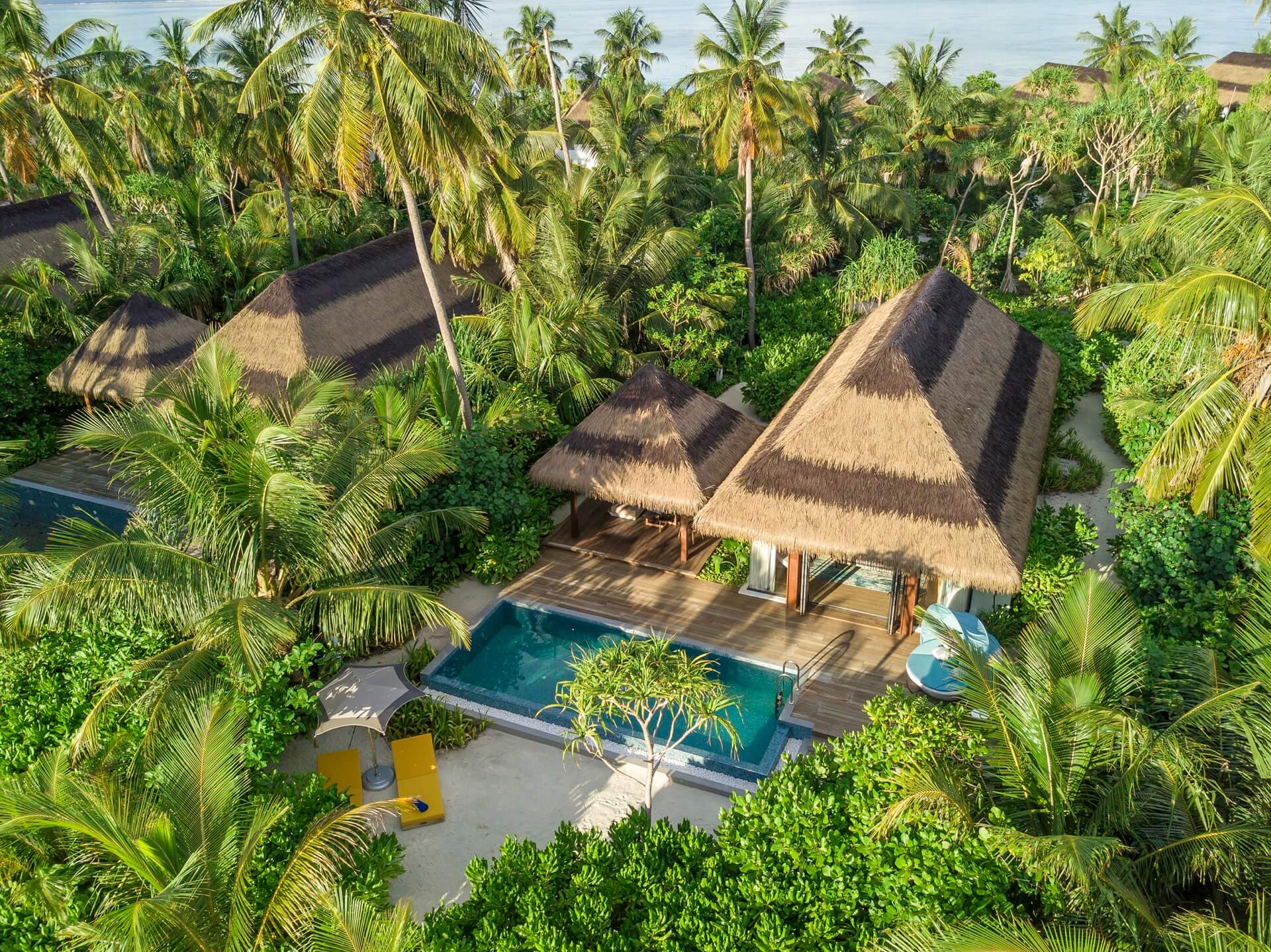Beach Pool Villa Aerial Pullman Maldives Maamutaa