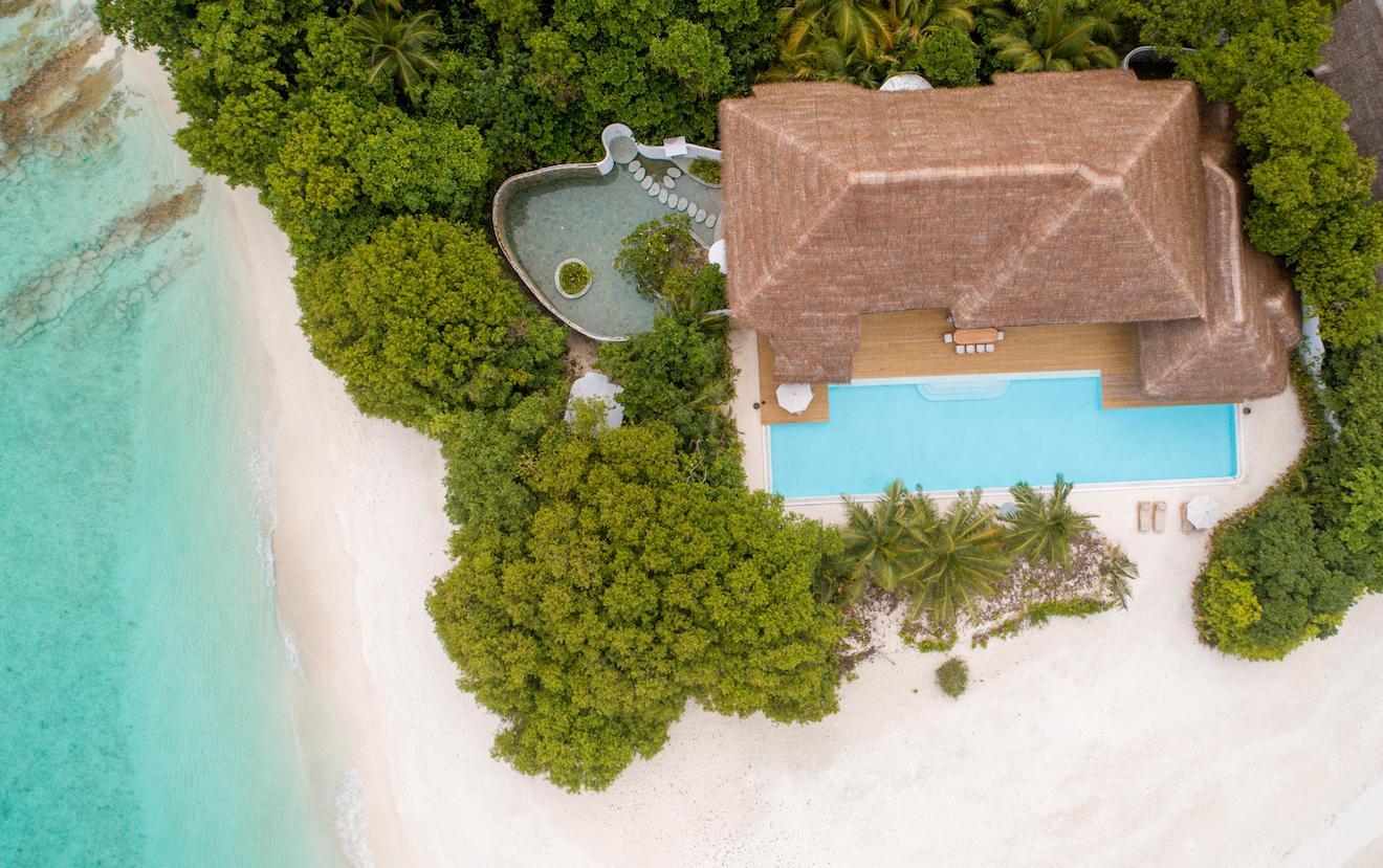 Villa One - Three Bedroom Beach Residence with Pool Aerial - Soneva Fushi