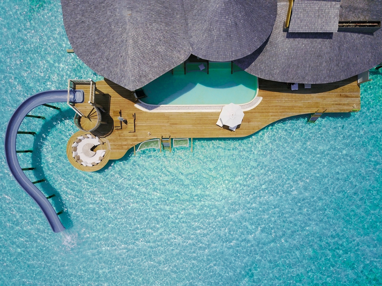 Chapter 01 | Water Retreat with Slide - Three Bedroom - Aerial - Soneva Jani