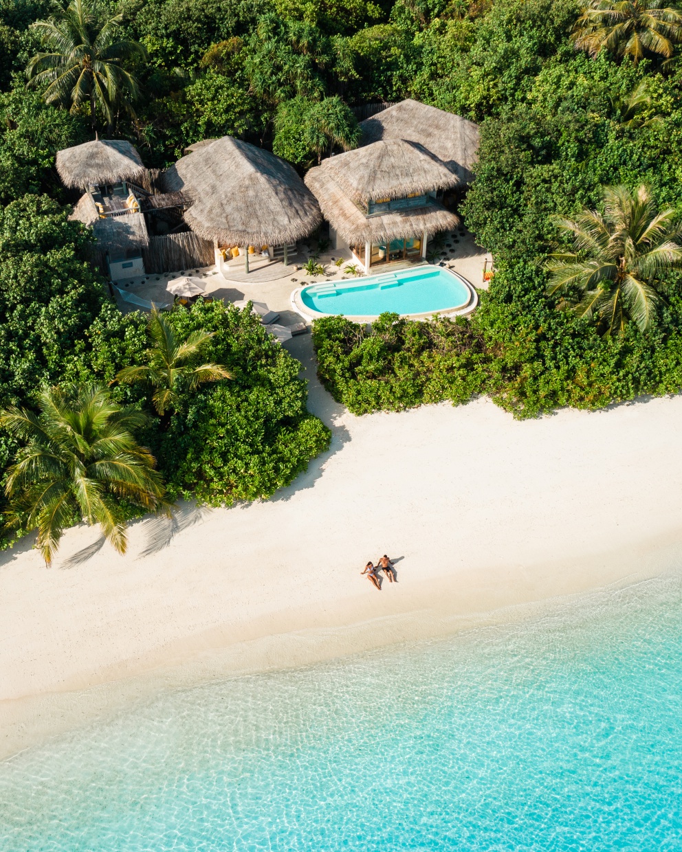 Lagoon Beach Villa with Pool - Two Bedroom Aerial View Six Senses Laamu