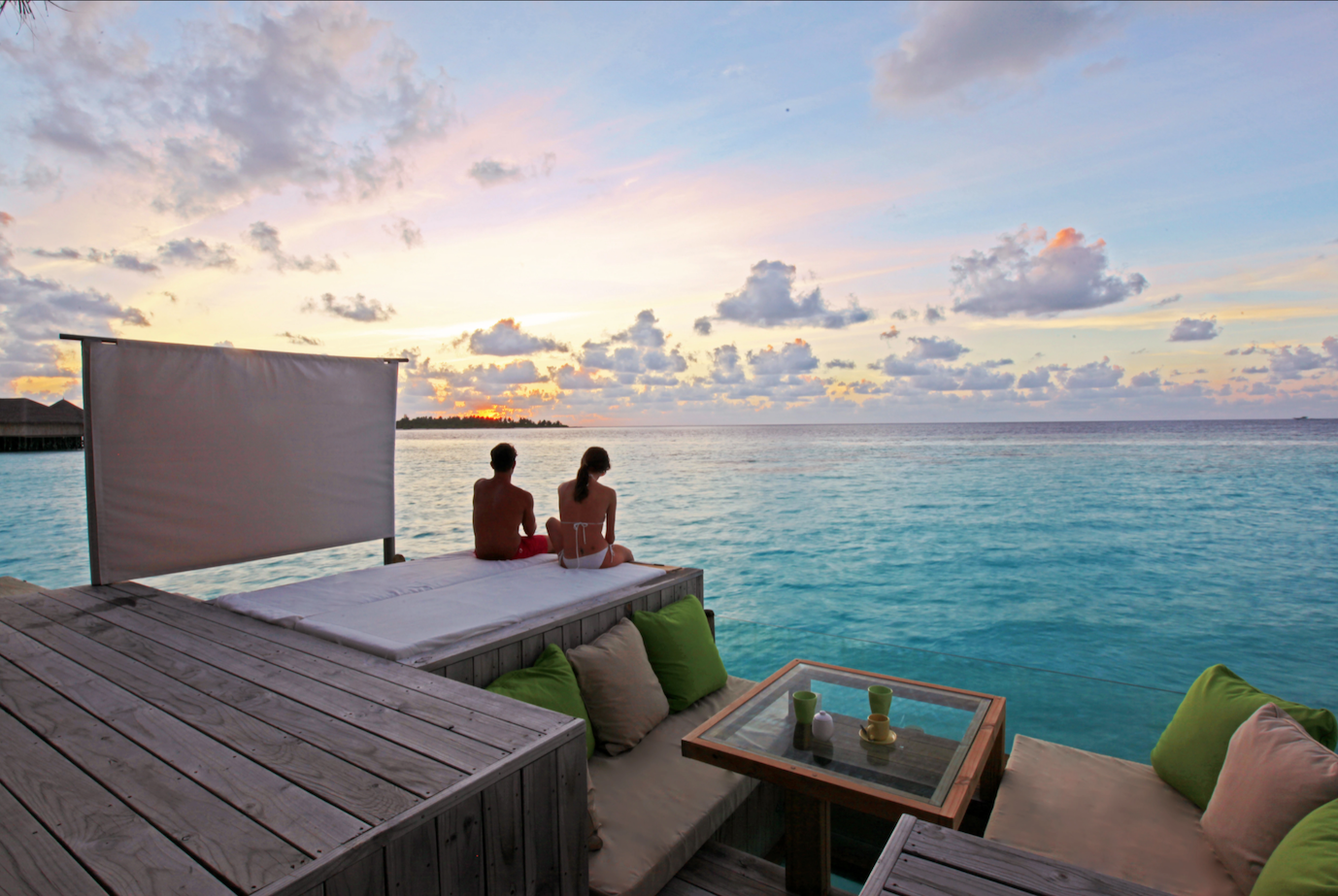 Sunset Laamu Water Villa Deck Six Senses Laamu