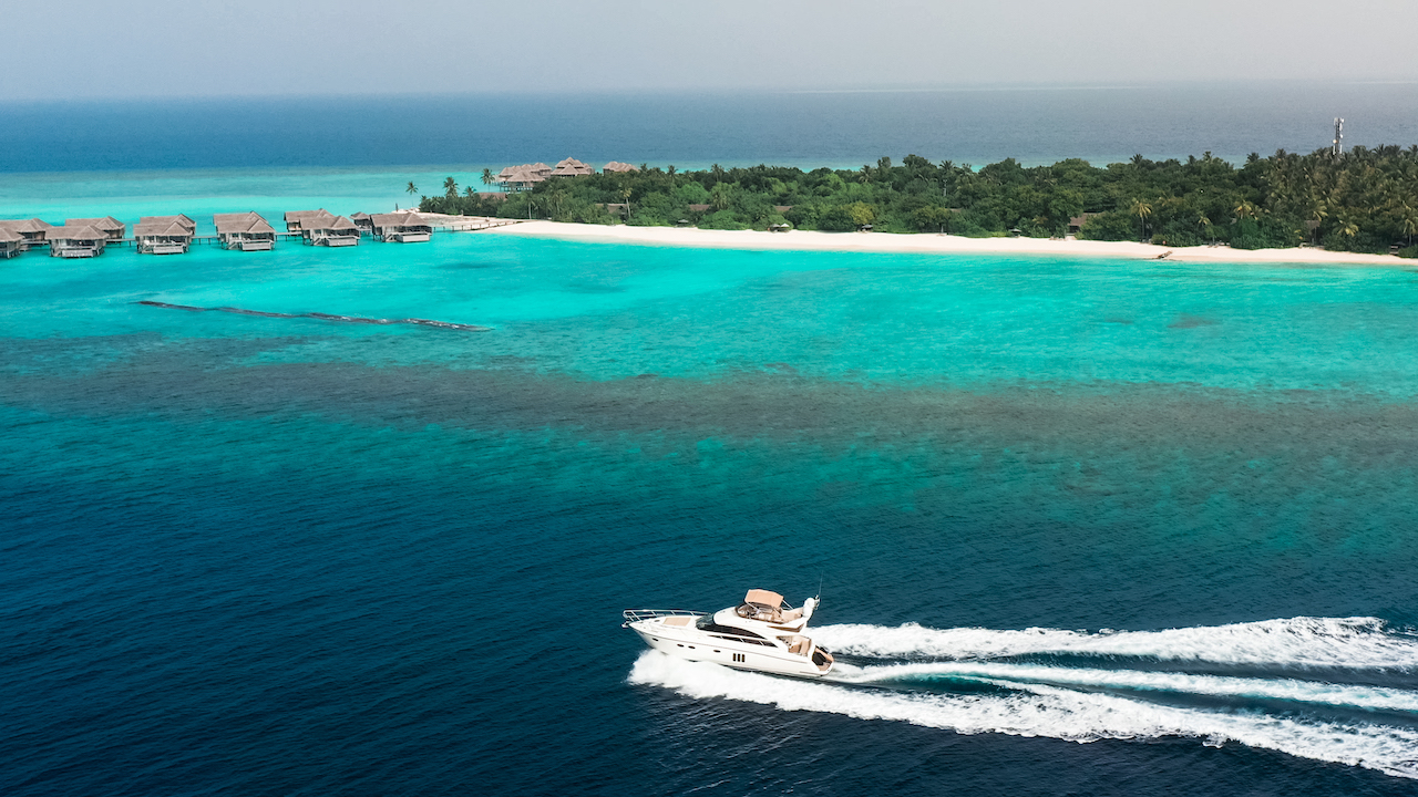 Vakkaru Maldives Luxury Yacht By The Island Aerial