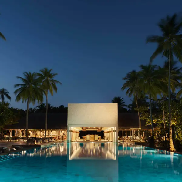 Vakkaru Maldives Cabana Pool in the Evening